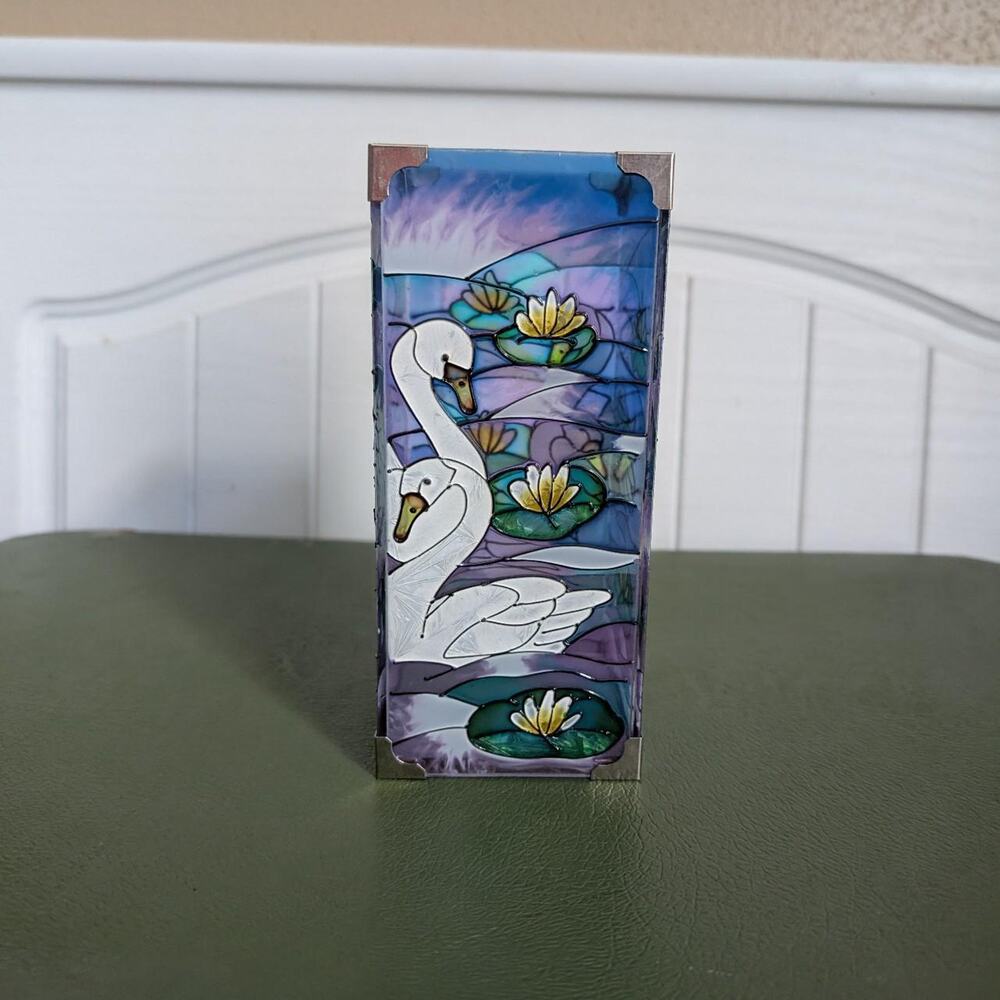Stained Glass Swan Tealight Candle Holder